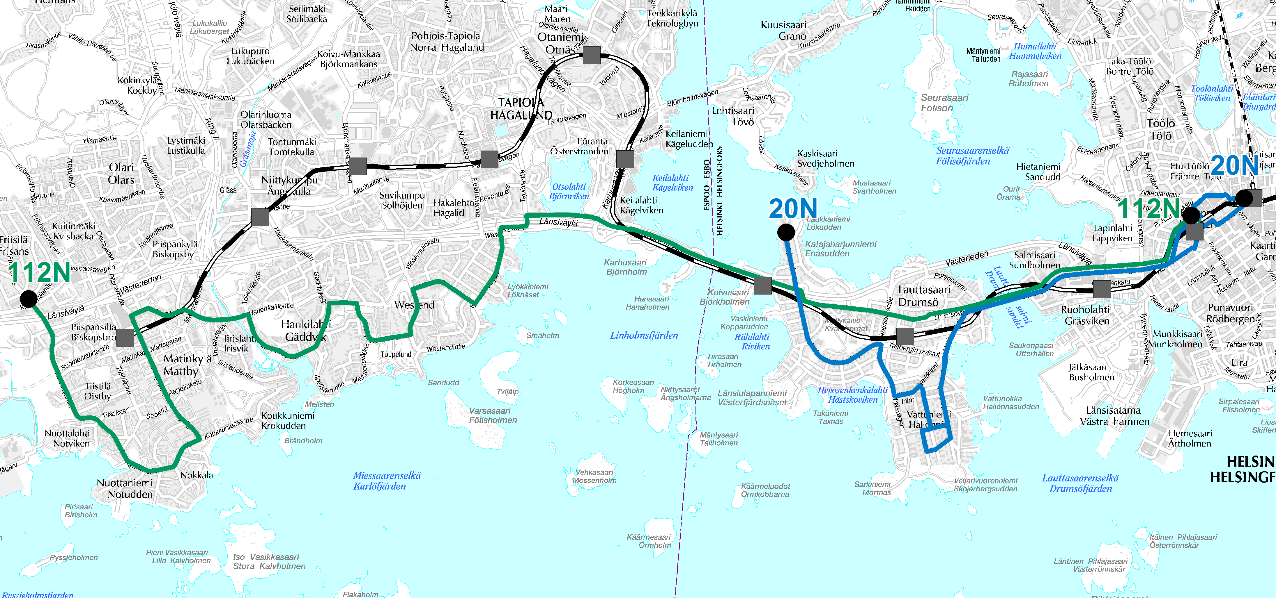 kartta lauttasaari Kartat 3.1.2018 bussilinjastosta | HSL