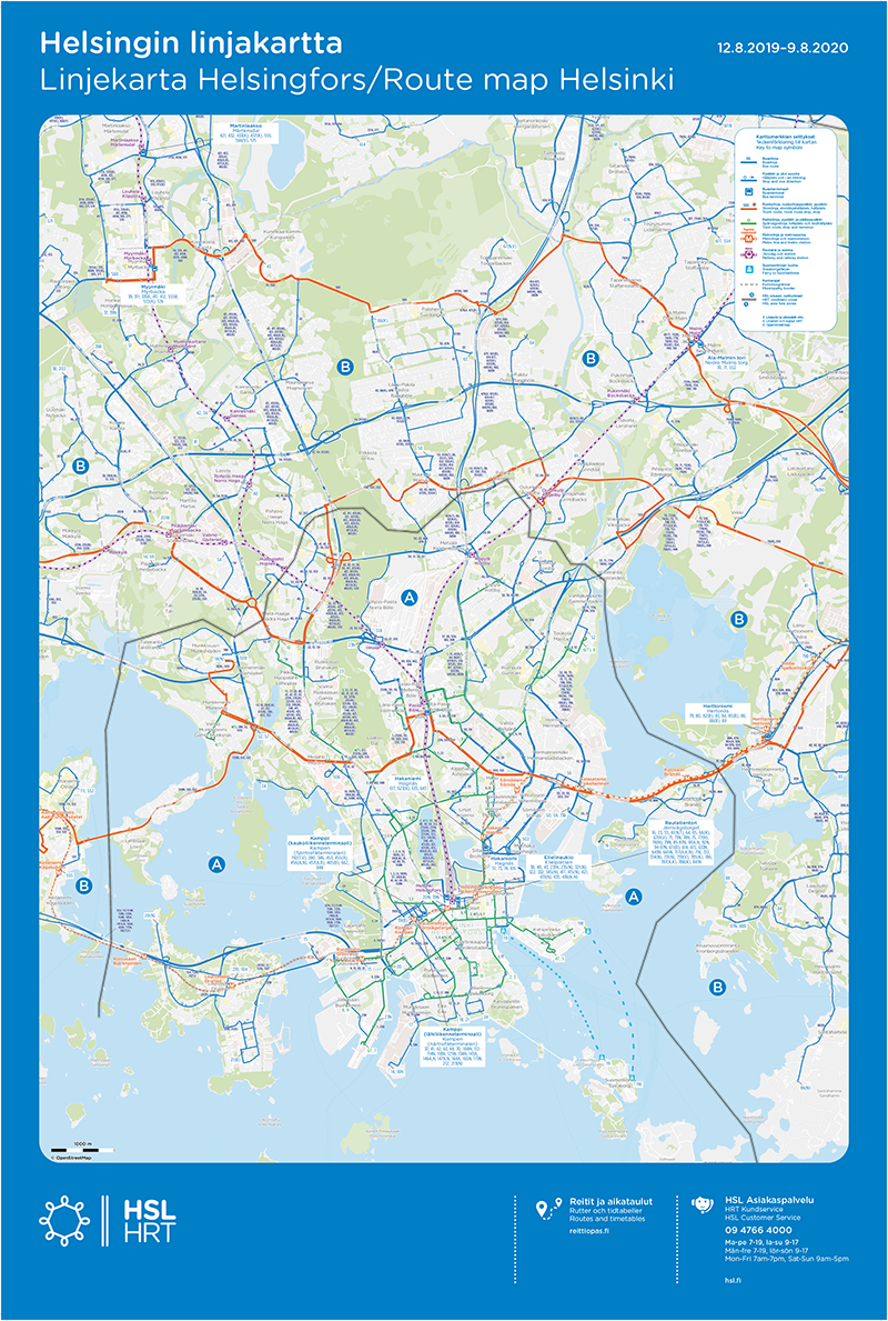 helsinki bussilinjat kartta Route maps | HSL